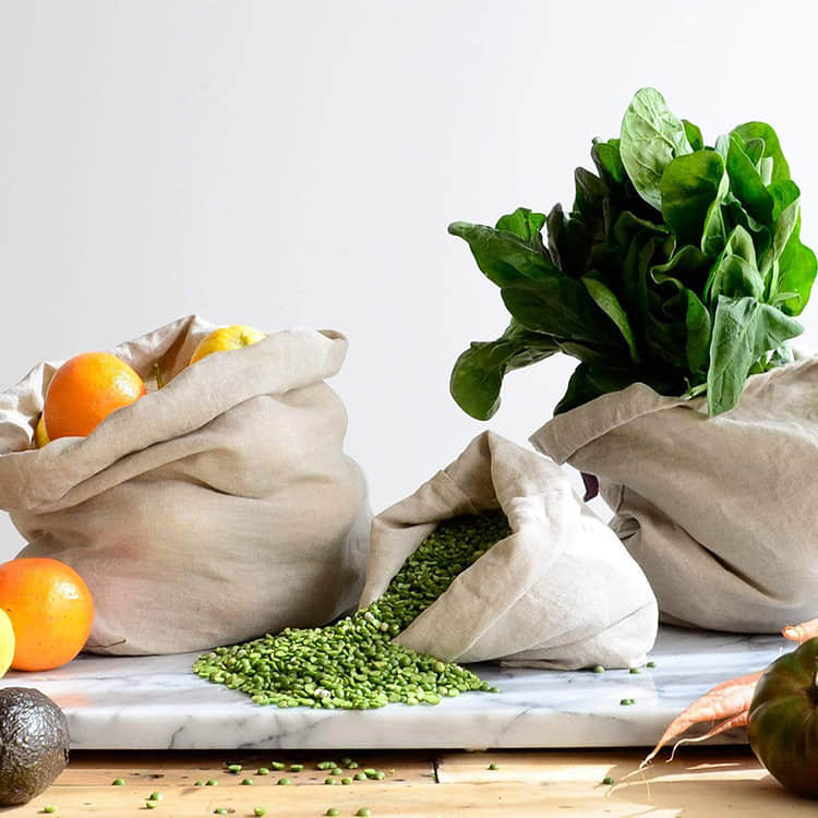 Reusable Linen Storage Bag for Foods, bread.